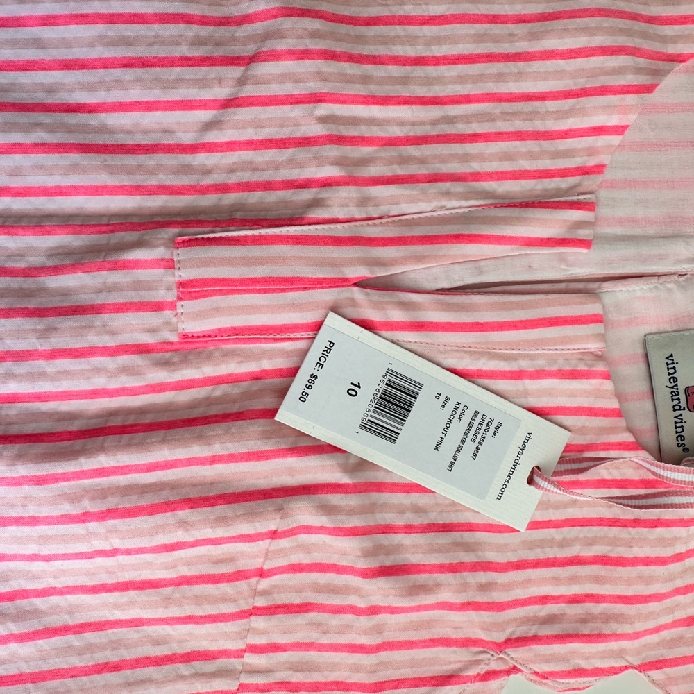 NWT Vineyard Vines Girl pink seersucker dress - Picture 2 of 3